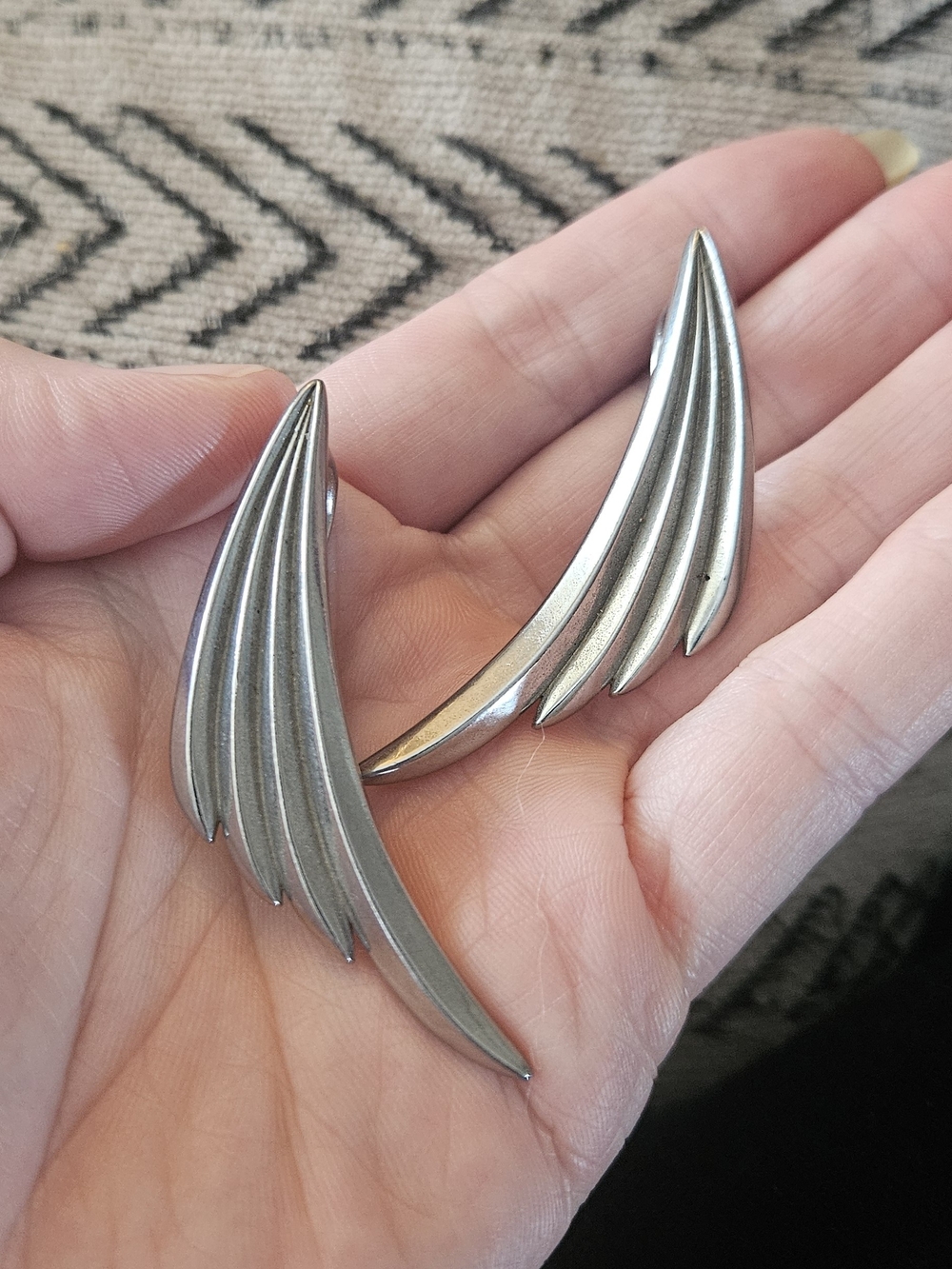 Stainless Steel Wing Gauged Earrings